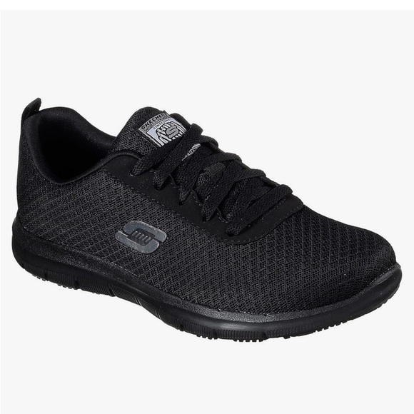 Skechers Ghenter Bronaugh Shoes Womens 5 Black Work Slip Resistant 77210 BLK - Picture 2 of 4